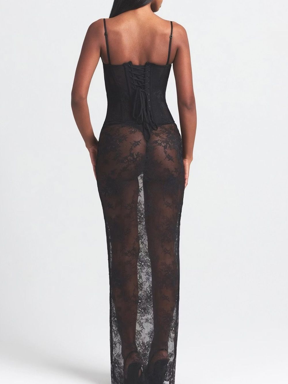 NWT SKIMS Ultra Fine Lace Strapless Corset Long Dress Sz XXS - Picture 9 of 15